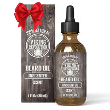 Viking Revolution Unscented Beard Oil for Men - Natural Mens Beard Oil with Arga
