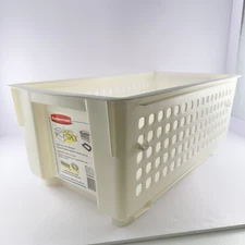 Rubbermaid Slide 'n Stack #5577 White Storage Basket Plastic Bin