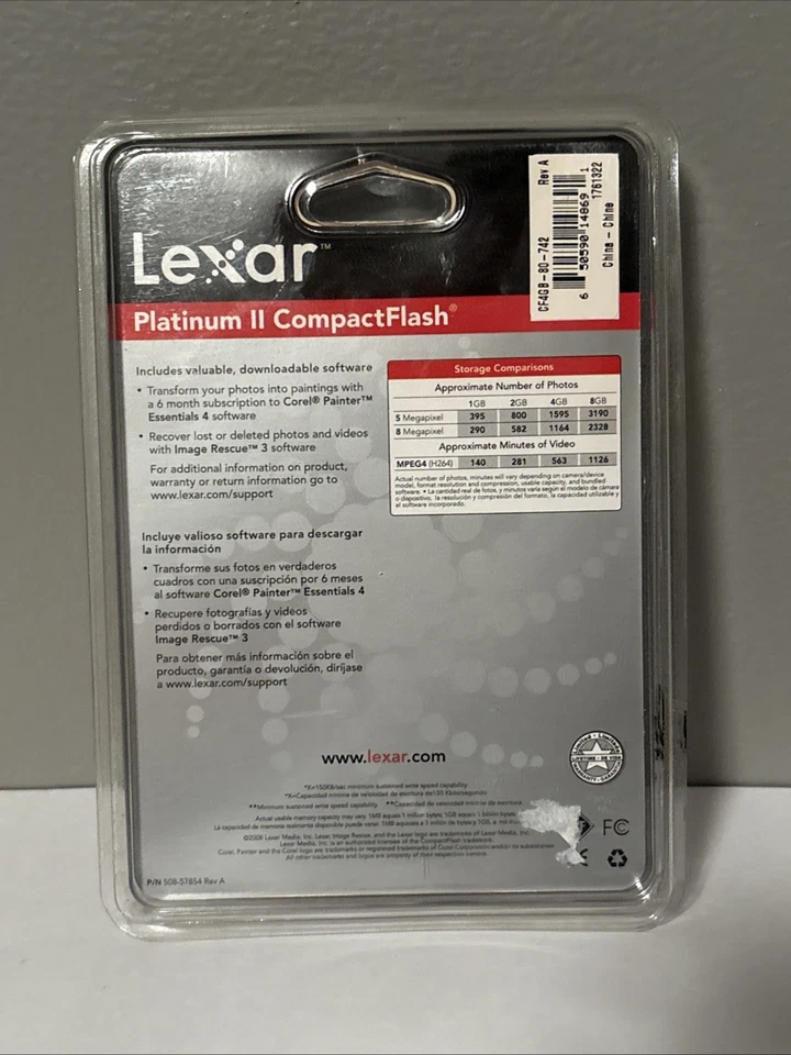¡NUEVO! Tarjeta de memoria flash compacta Lexar 4 GB Platinum II de alta velocidad Foto 2 de 3