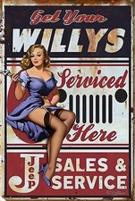 Get Your Willys Serviced Jeep Aluminum Weatherproof Funny Sign p1267