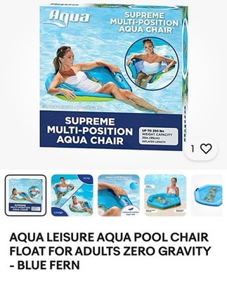 Aqua Zero Gravity Inflatable Comfort Swimming Pool Chair Lounge Float, Blue Fern
