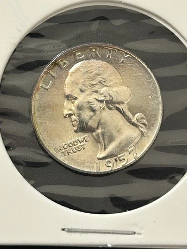 1957 D 25C Washington Quarter - CHOICE BU - 90% Silver Very Nice Coin