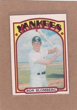 1972 O PEE CHEE BASEBALL RON BLOMBERG ROOKIE #203 YANKEES EX+ *A49818