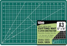 12" X 18" Self-Healing Cutting Mat 5-Ply - Double-Sided Green/Black Craft Mat,