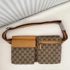 GUCCI GG Canvas Sherry Line 28566 Waist Bag Shoulder Beige Yellow Leather Italy