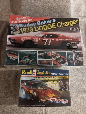 NOS Revell Jungle Jim's Monza Funny Car & MPC Buddy Bakers 1973 Dodge Charger 