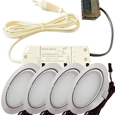  LED Möbeleinbauleuchten 12V 3W Warmweiß Flach Möbelspot Schrank Vitrine Milena 