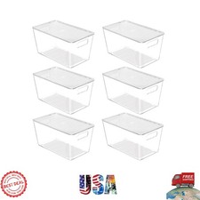 6 Pack Clear Stackable Storage Bins with Lids - Pantry Organizer for Any Room