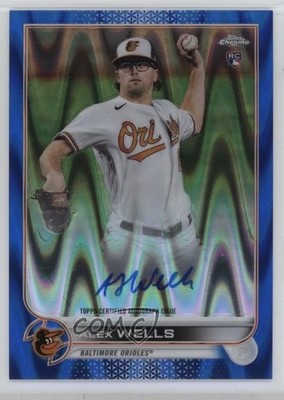 2022 Topps Chrome Rookie Blue RayWave Refractor 11/150 Alex Wells Auto RC z7d