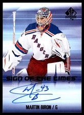 2015-16 SP Authentic Sign of the Times Martin Biron Auto New York Rangers