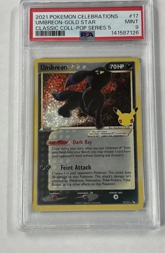 2021 POKEMON CELEBRATIONS CLASSIC COLL #17 UMBREON-GOLD STAR PSA 9