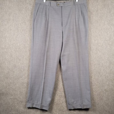 Zanella Wool Dress Pants Mens 38 x 29 Pleated Taupe Made Italy Office Classic