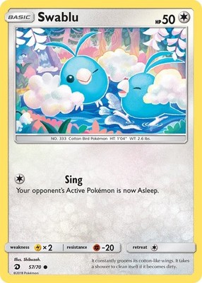 Swablu 57/70 Common Dragon Majesty Pokémon Card