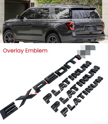 Gloss Black Platinum Overlay Letters Emblem FIT 2018-2024 Ford EXPEDITION