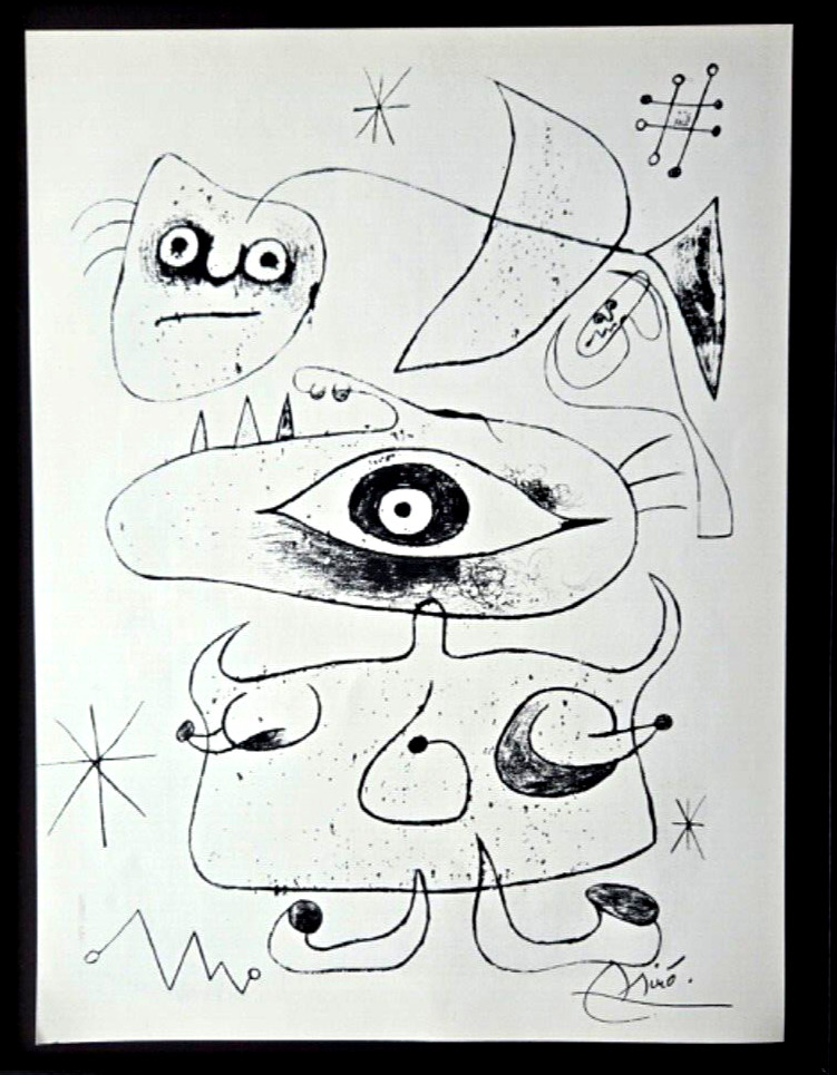 🔥 Joan Miro | Vintage 1958 Signed Colorful Print | Mounted and Framed Buy Now!!