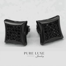 NEW Gift Inc Men's Woman's 925 Sterling Silver 6mm Black Square Studs  Box