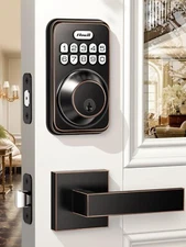Zowill Keypad Digital Deadbolt With Lever Sets - Smart Code Door Lock - Bronze