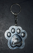 VTG ANIMAL RESCUE "PAW-SHAPED" Silver Color Metal Key Chain 1.75" x 1.75" New
