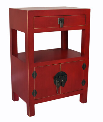 Chinese Wedding Cabinet Red Nightstand Antique Night Table New