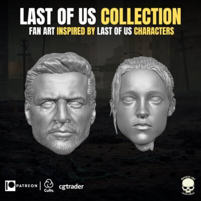 Survivor Duo Head Sculpt Set 1:12 Scale 3D Printed Resin Unpainted 6 Inch