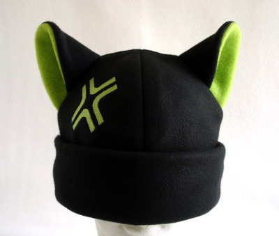 ANGRY kitty CAT ear HAT beanie BLACK & GREEN anime cosplay VALENTINES Easter New