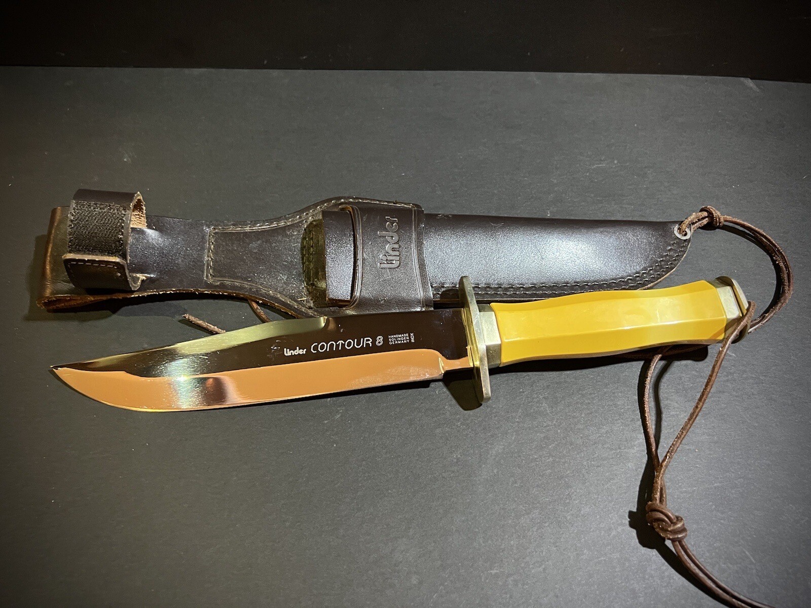 Vtg Linder Contour 8 Solingen Germany Micarta Fixed Blade Hunting Bowie