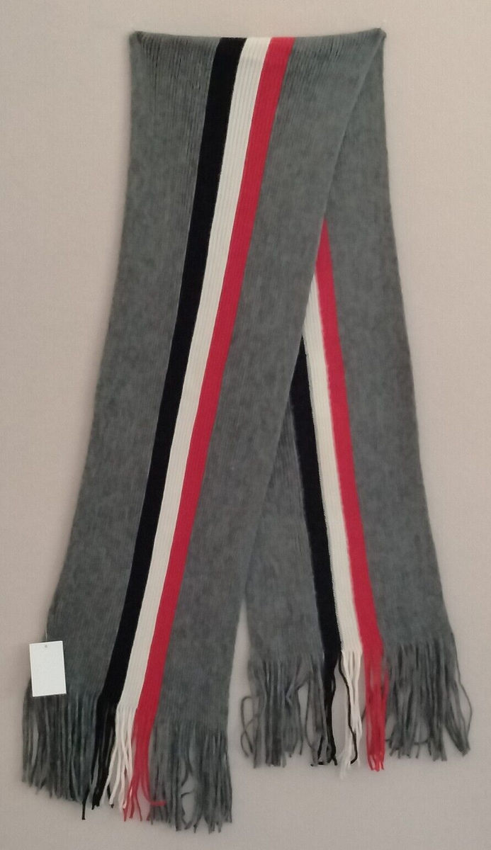 Forever 21 Knit Scarf WInter Knit Gray Red White LONG Womens NWT