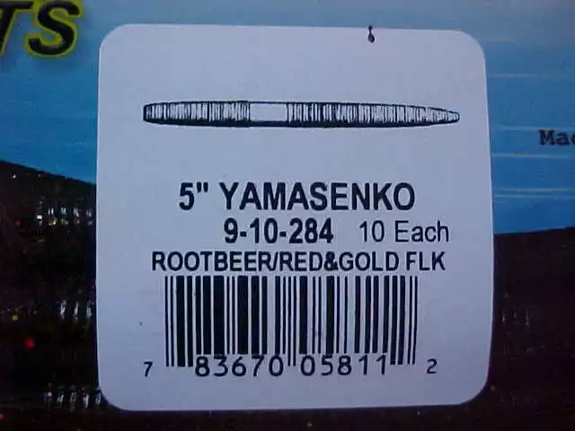 Gary Yamamoto Custom Baits 5 YAMASENKO 9-10-284 in ROOTBEER/RED & GOLD  FLAKES