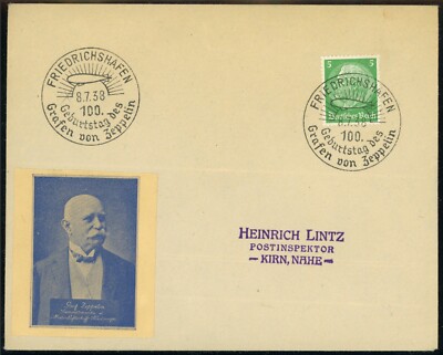 Germany Graf Zeppelin 100th Birthday Anniversary Special Postmark Cover Label