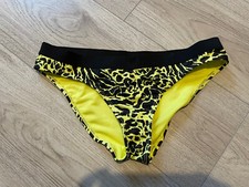 Primark ladies black neon yellow animal print bikini bottoms Size 8 swimwear