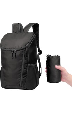 Kaket Leichter Faltbarer Wanderrucksack Rucksack Wasserabweisend - Schwarz