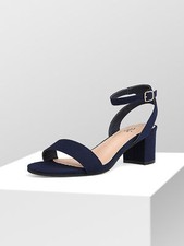 Women Ankle Strap Open Toe Low Chunky Block Heel Wedding Dress Heel Sandals