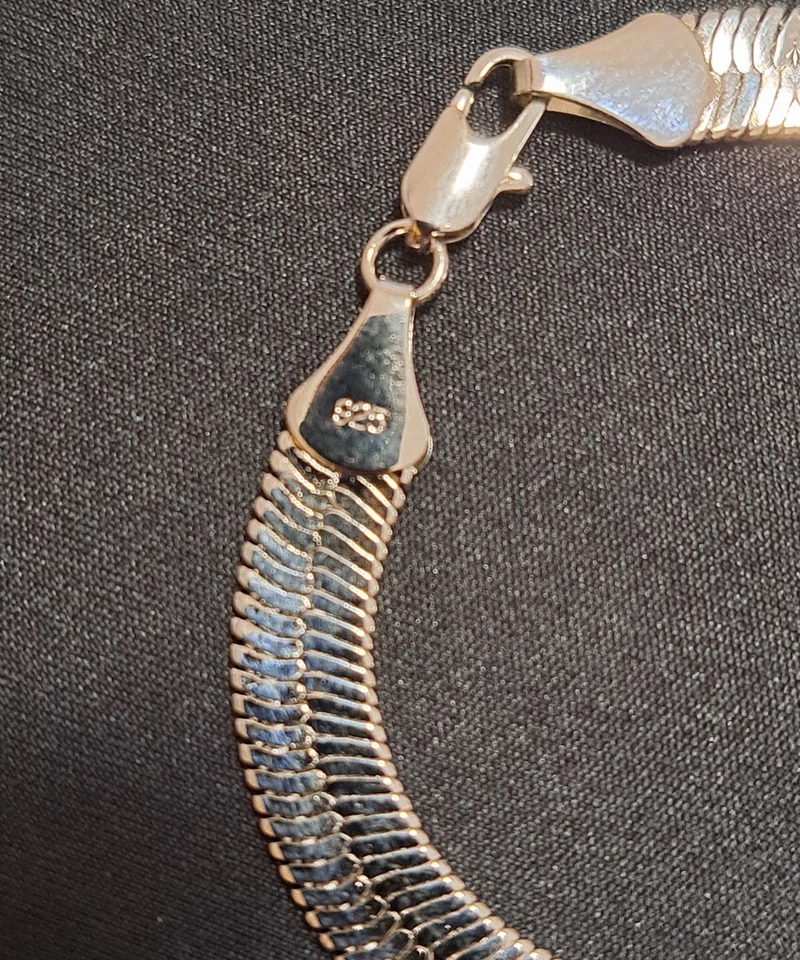 *PLATINO PLATEADO* Collar de cadena de espiga de plata 925 de 18" de 7 mm ***NUEVO*** Foto 4 de 4