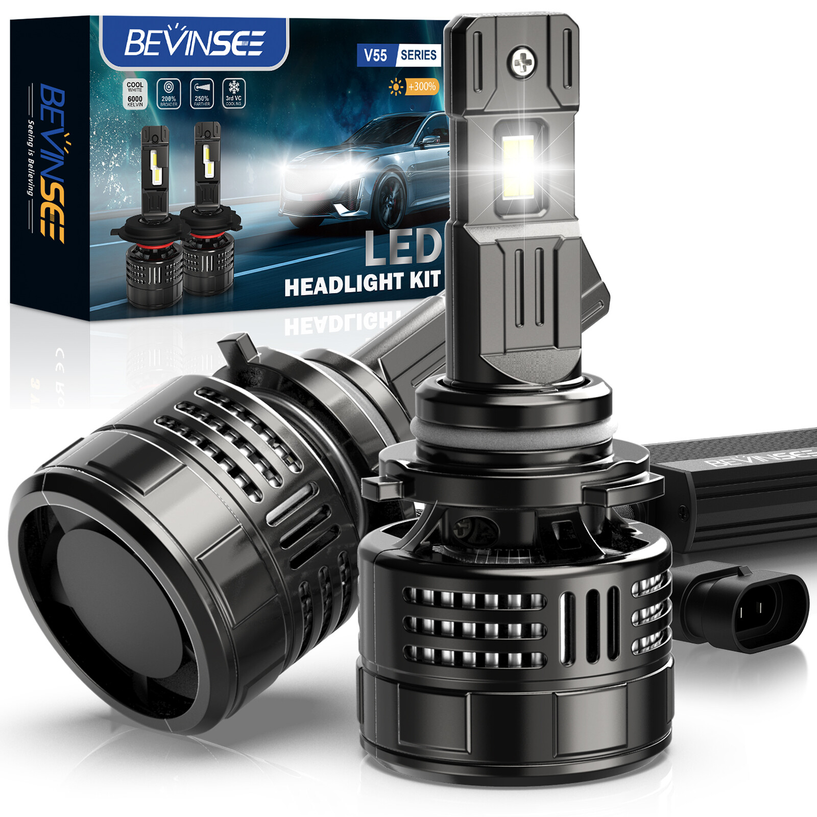 Ampoule LED 9005 HB3 150W Canbus anti-erreur pour feux de route ultra puissants