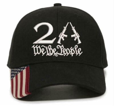 We the People 2nd Amendment 2A Embroidered Adjustable Hat w/ Flag Brim 2A Hat