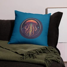 "Cosmic Jellyfish" Pillow Psychedelic Space Medusa Galactic Sea Cnidarian