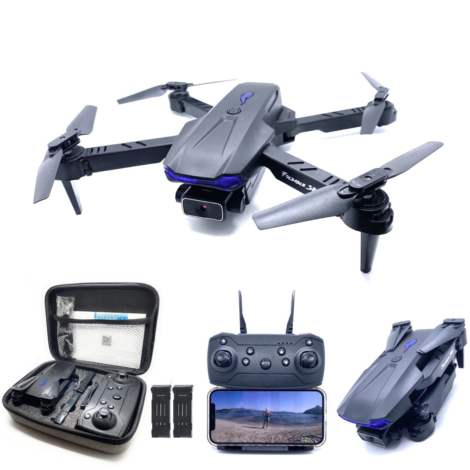 S89 Drone Dual Cam Dron con Control de Estabilidad Dos baterÃ­as y...