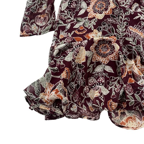 BB Dakota Steve Madden Womens Sz Medium Port Maroon Floral Fancy That Mini Dress - Picture 9 of 19