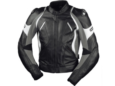 iXS Lederjacke Canopus | Schwarz-Grau-Weiß | Motorradjacke aus Rindsleder