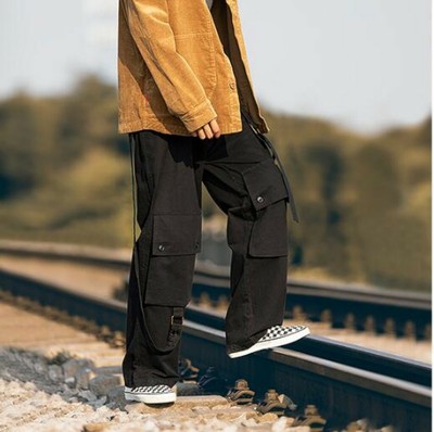 Straight Wide legs Trousers Pocket 