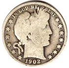 1902 Barber Half Dollar grades GOOD+ ~ FULL RIMS ~ PLEASE SEE THE SCAN   stk v10