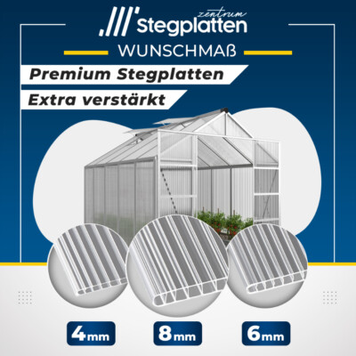 Doppelstegplatten Stegplatten Hohlkammerplatten Gewächshausplatten 4  6  8 mm