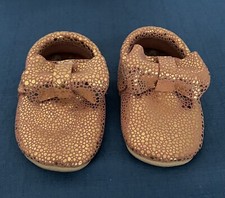 Leather Soft Sole Moccasins   Baby Girl   Pink  Gold  READ Description 