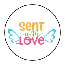 30 SENT WITH LOVE STICKERS ENVELOPE SEALS LABELS 1.5" ROUND PACKAGE STICKERS