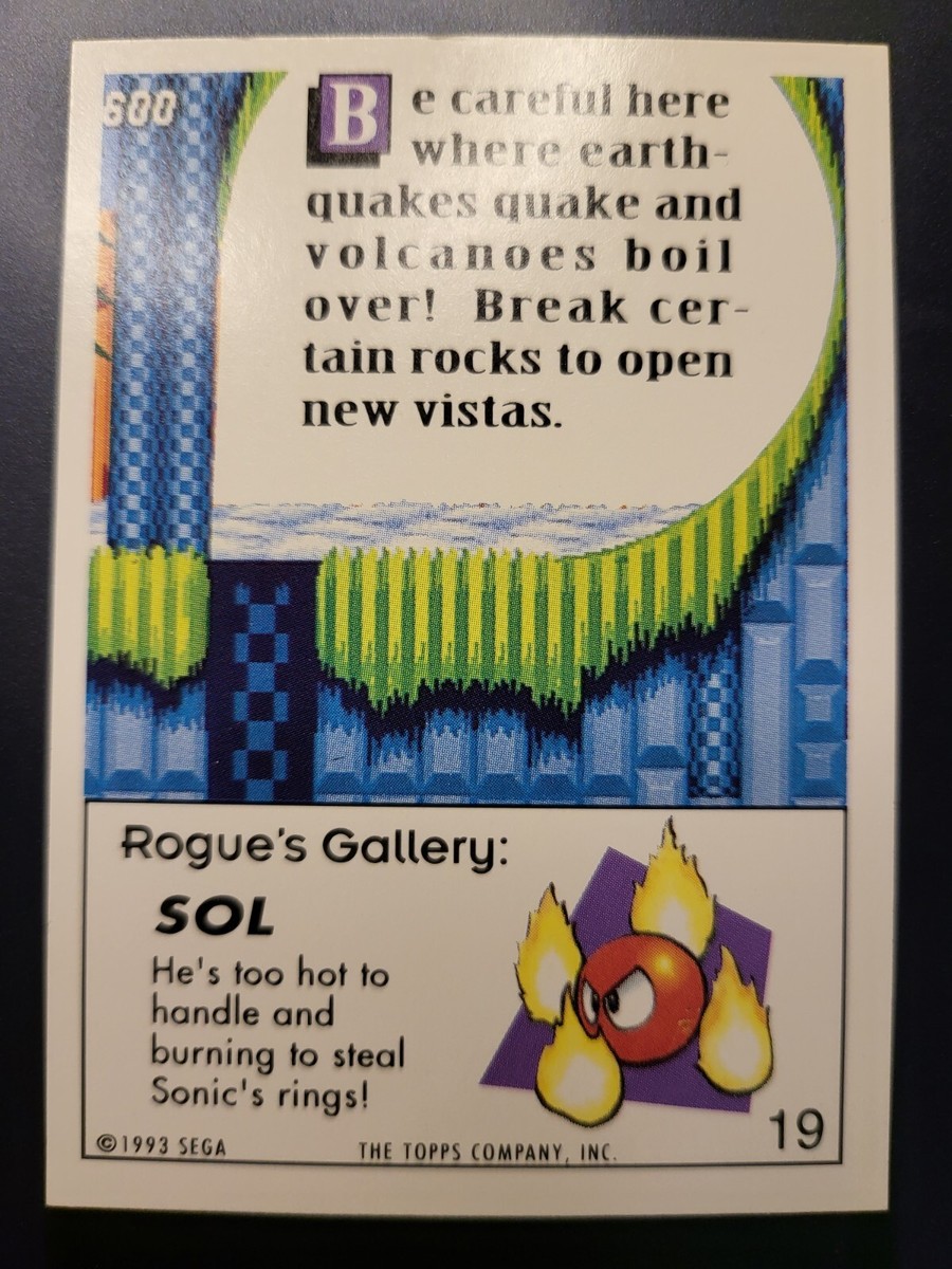 1993 Topps Sonic the Hedgehog Hill Top Zone Card #19 | eBay