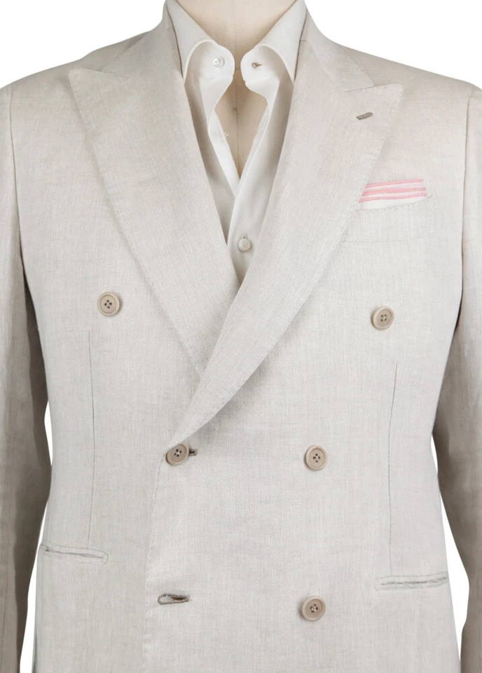 Abrigo deportivo liso de lino beige Luigi Borrelli - 48/58 - (GU3B167960R8) Foto 2 de 4