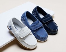 MOCASSINI bimbo (20-25) strap eleganti cerimonia battesimo bianchi blu azzurri