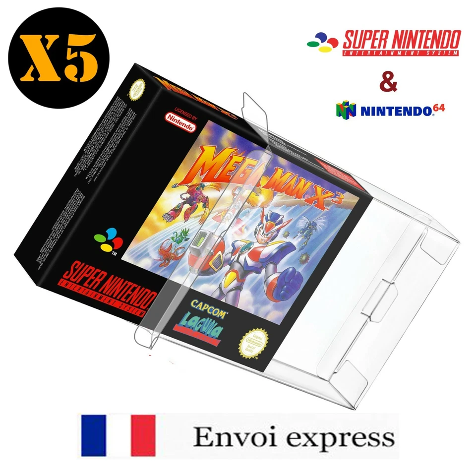 Lot de 5 Protection transparente boite jeu SNES N64 - protector case box sleeve