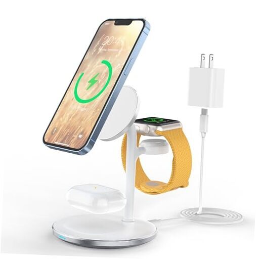 3 in 1 Wireless Charging Station for Apple Devices, Standard 15W Fast White