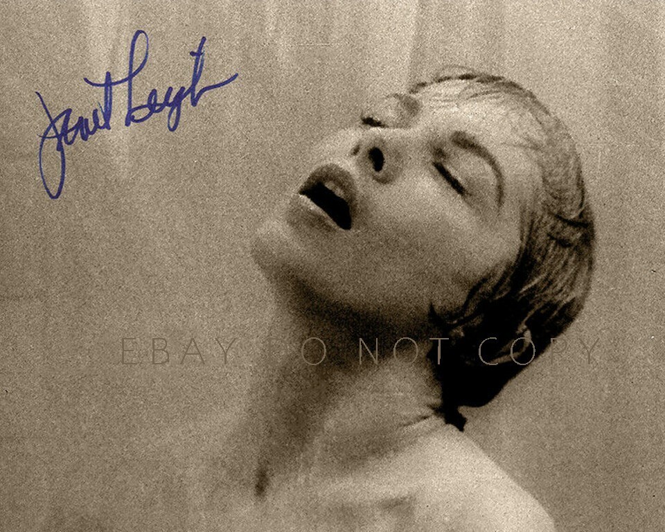 JANET LEIGH SIGNED Photo 1960 Movie PSYCHO Shower Scene Retro Sepia Grainy Look